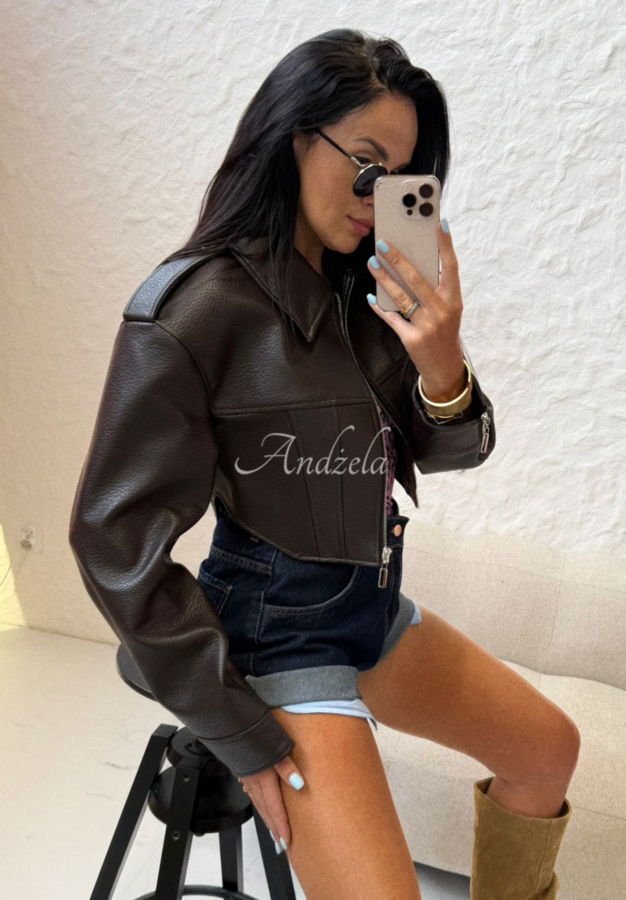 Kurze Bikerjacke La Milla Maple City Schokoladenbraun