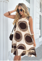 Wzorzysta Kleid na ramiączkach Find The Way Beige