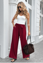 Material Hose wide leg z paskiem Jefferson City Burgund