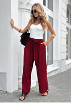 Material Hose wide leg z paskiem Jefferson City Burgund
