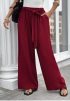 Material Hose wide leg z paskiem Jefferson City Burgund