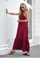 Kleid mini na ramiączkach New Iberia Burgunderrot
