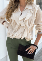 Hemd z falbankami Have To Recall Beige