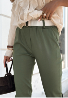Wiskozowe Hose z paskiem Charleston Khaki
