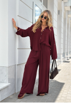 Wiskozowy Set Hemd i Hose wide leg Summer Skies Burgunderrot