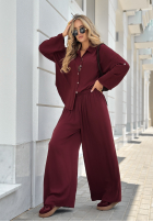 Wiskozowy Set Hemd i Hose wide leg Summer Skies Burgunderrot