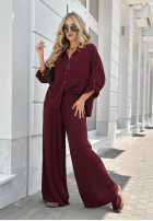 Wiskozowy Set Hemd i Hose wide leg Summer Skies Burgunderrot