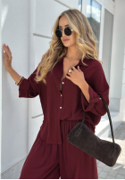 Wiskozowy Set Hemd i Hose wide leg Summer Skies Burgunderrot