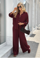 Wiskozowy Set Hemd i Hose wide leg Summer Skies Burgunderrot