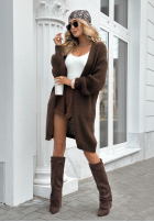 Langer gestrickter Cardigan Bueno Schokoladenbraun