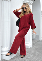Set Bluse i Hose wide leg Telling You Burgunderrot