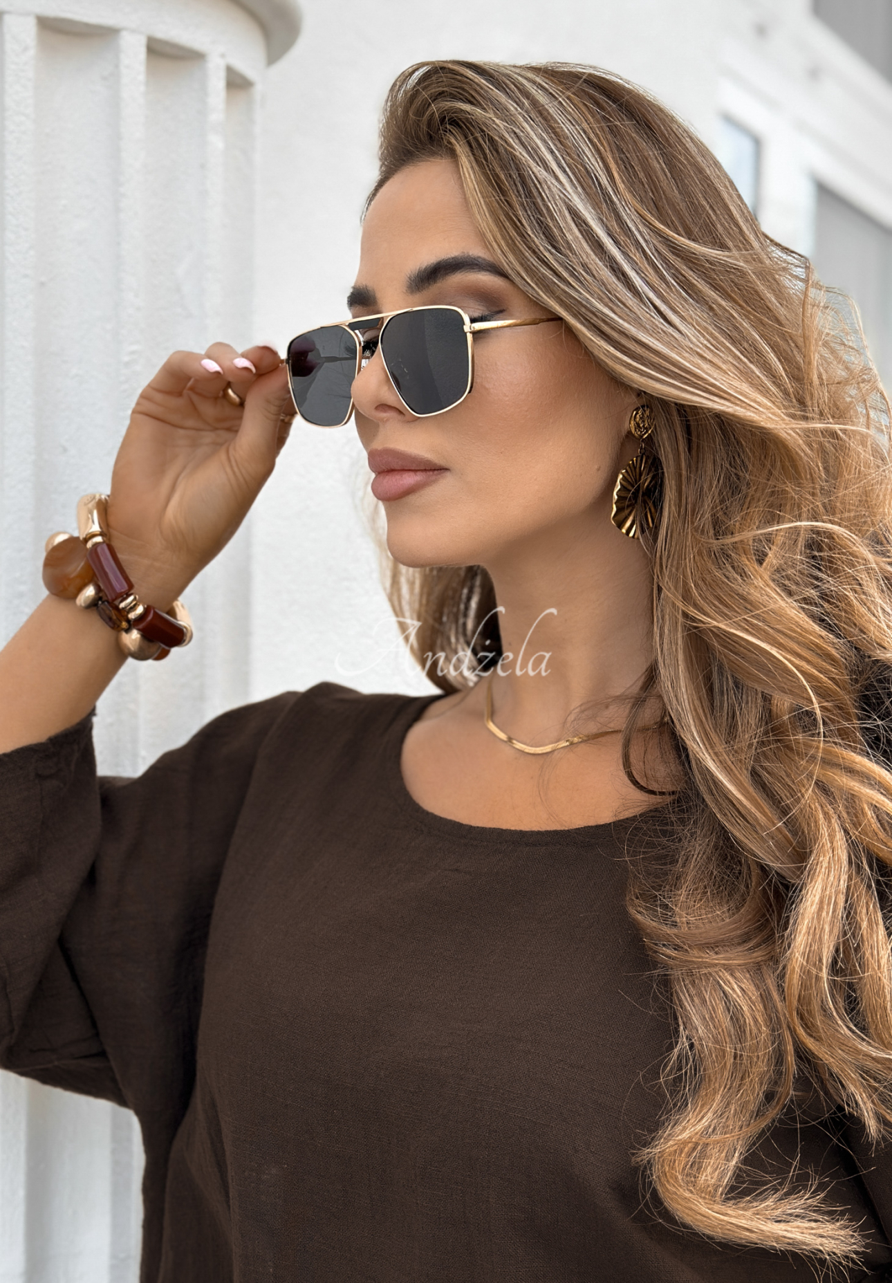 Sonnenbrille Glamorous Glances gold-schwarz