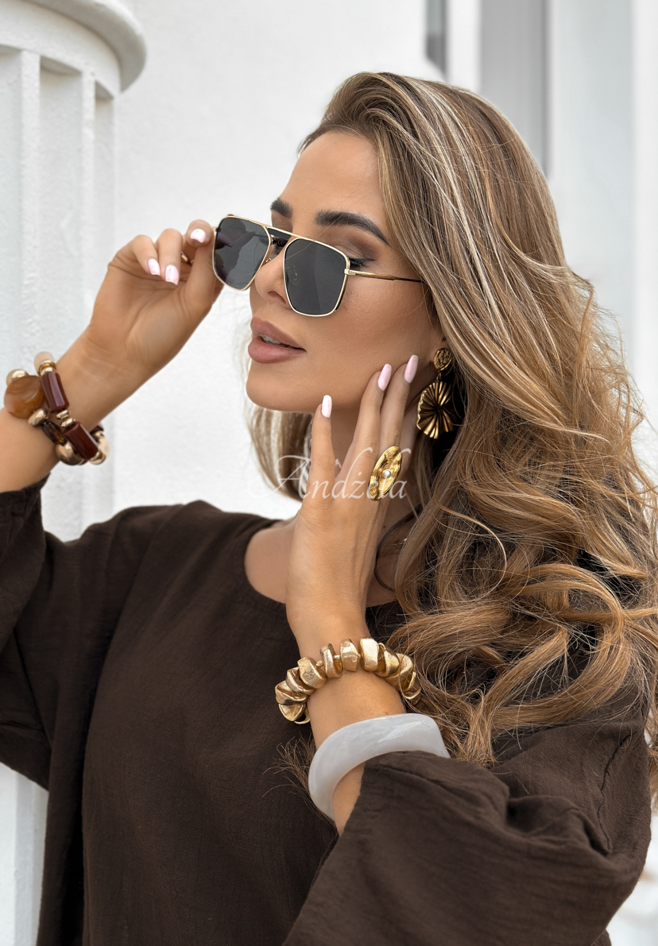 Sonnenbrille Glamorous Glances gold-schwarz
