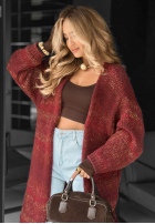 Długi Cardigan oversize Life You Dreamed Burgunderrot