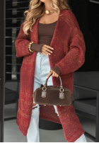 Długi Cardigan oversize Life You Dreamed Burgunderrot