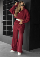Set Sweatshirt i Hose wide leg Let’s Do This Burgunderrot