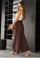 Material Hose wide leg z paskiem Own Your Power Schokoladenbraun
