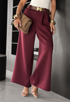 Stoffhose wide leg mit Gürtel Own Your Power Burgund