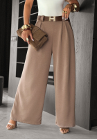 Material Hose wide leg z paskiem Own Your Power Mokkafarben