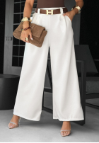 Material Hose wide leg z paskiem Own Your Power Ecru