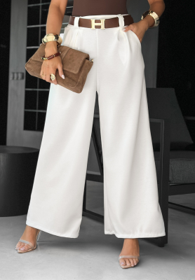Stoffhose wide leg mit Gürtel Own Your Power Ecru