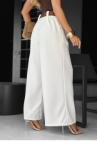 Material Hose wide leg z paskiem Own Your Power Ecru