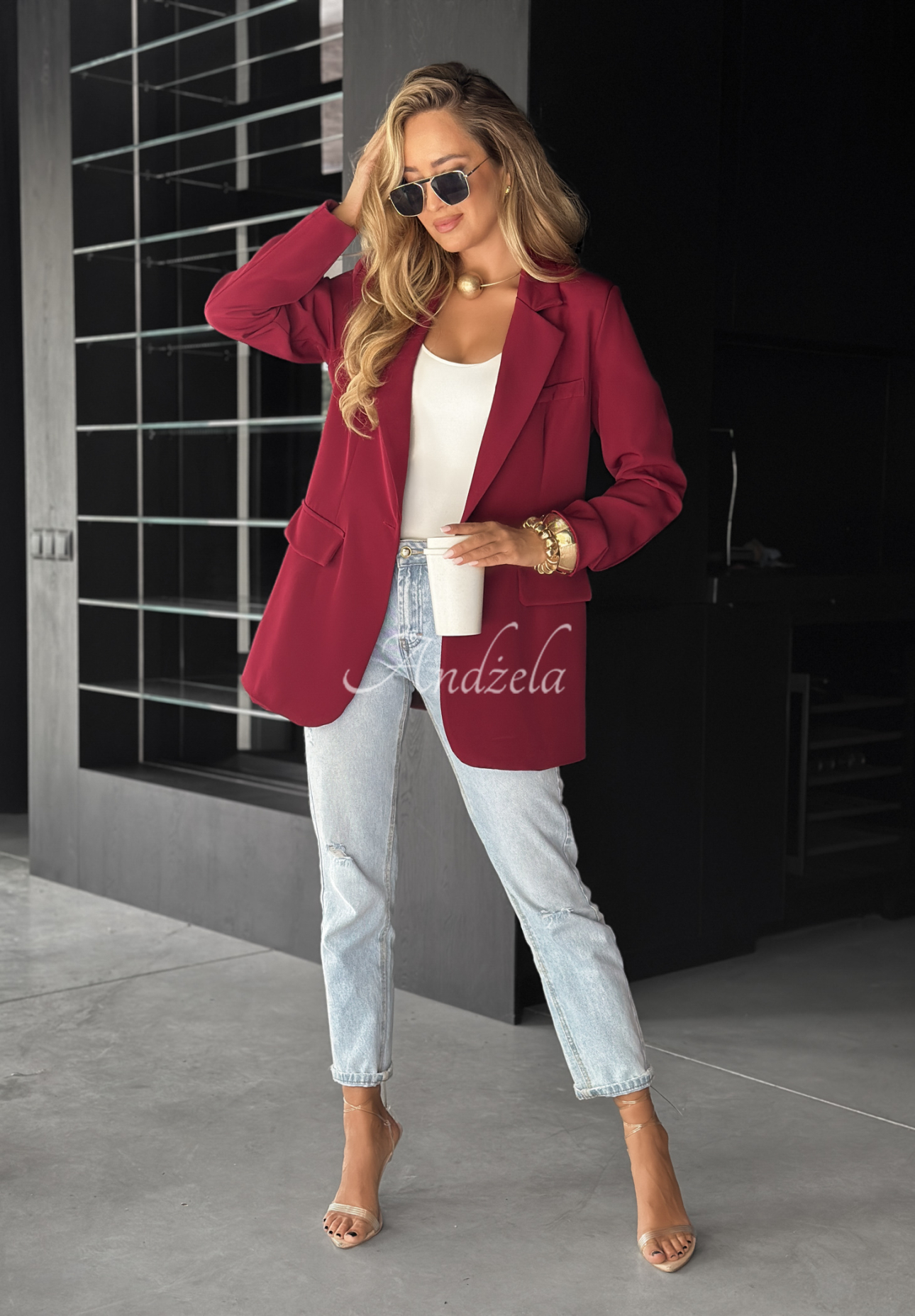 Oversize Blazer Best Version Burgunderrot