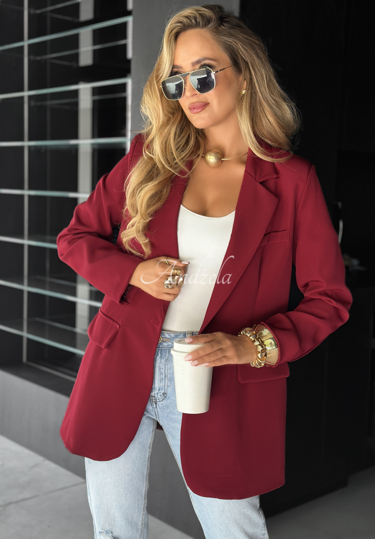 Oversize Blazer Best Version Burgunderrot