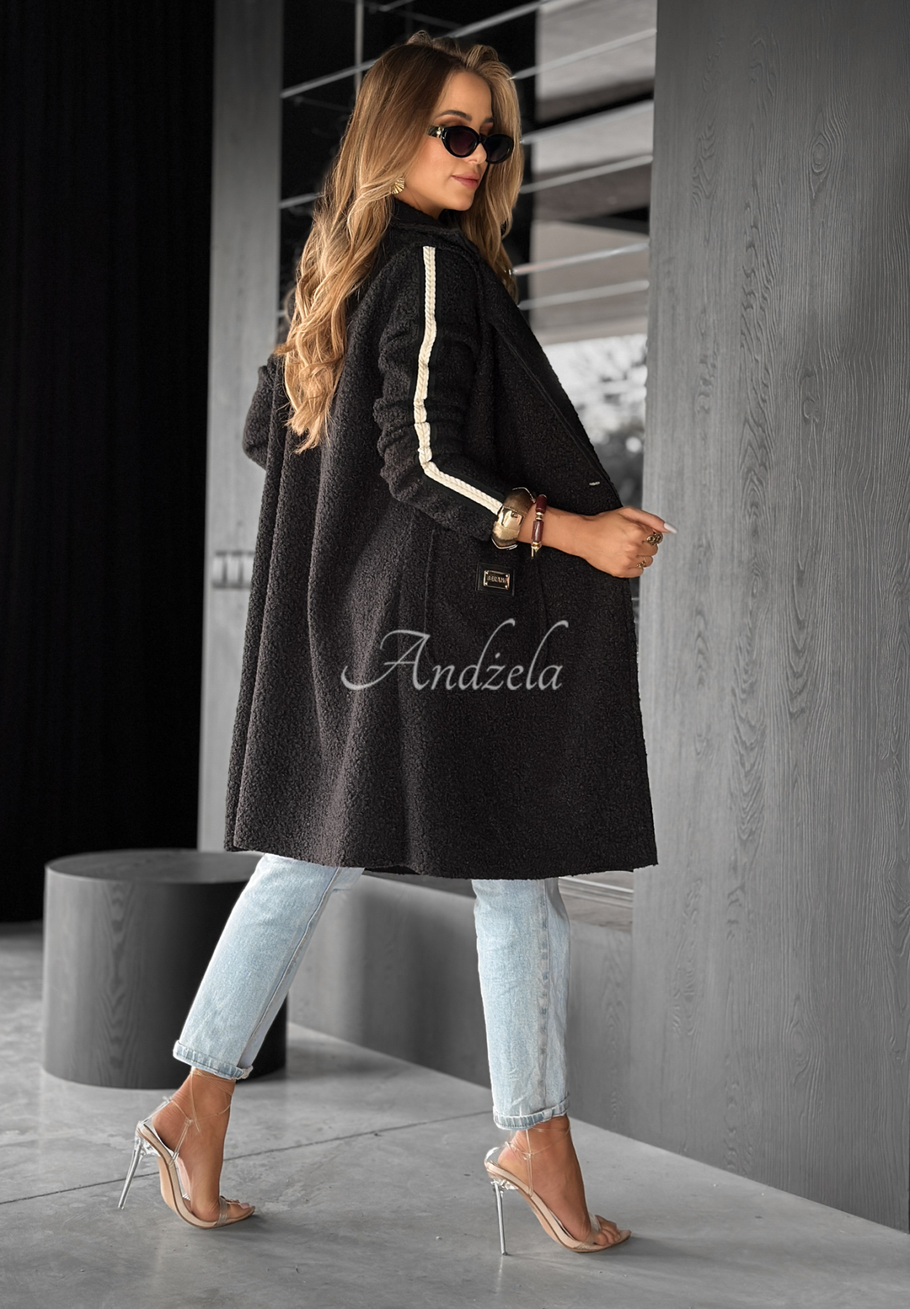 Langer Schaffellmantel Richmond Hill Schwarz