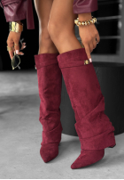 Lange zamszowe Stiefel Cartagena Burgund