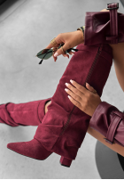 Lange zamszowe Stiefel Cartagena Burgund