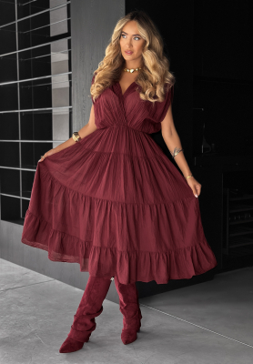Kleid mit breiten Tägern Feel It Now Burgunderrot