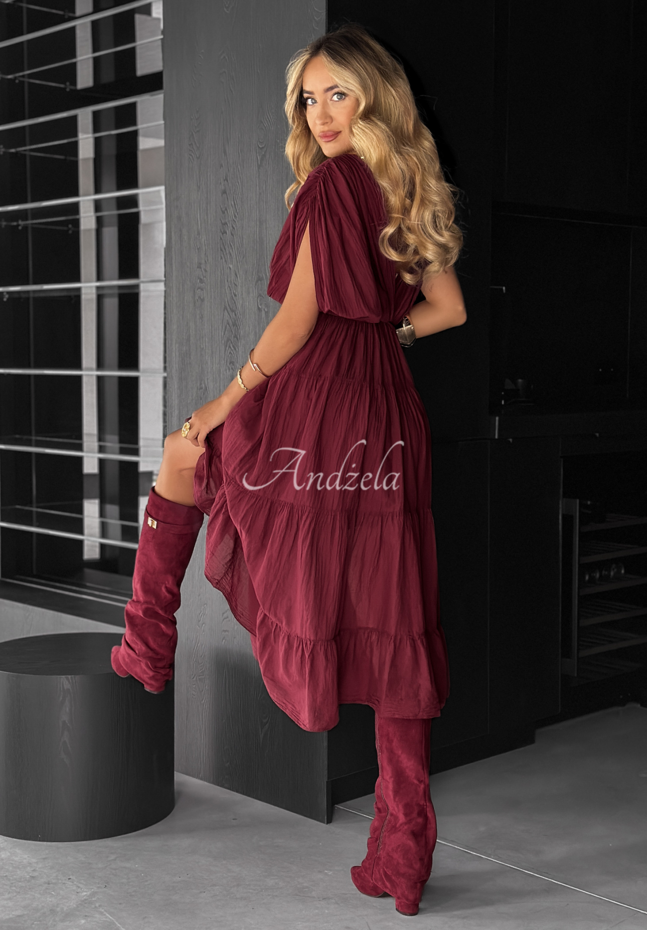 Kleid mit breiten Tägern Feel It Now Burgunderrot