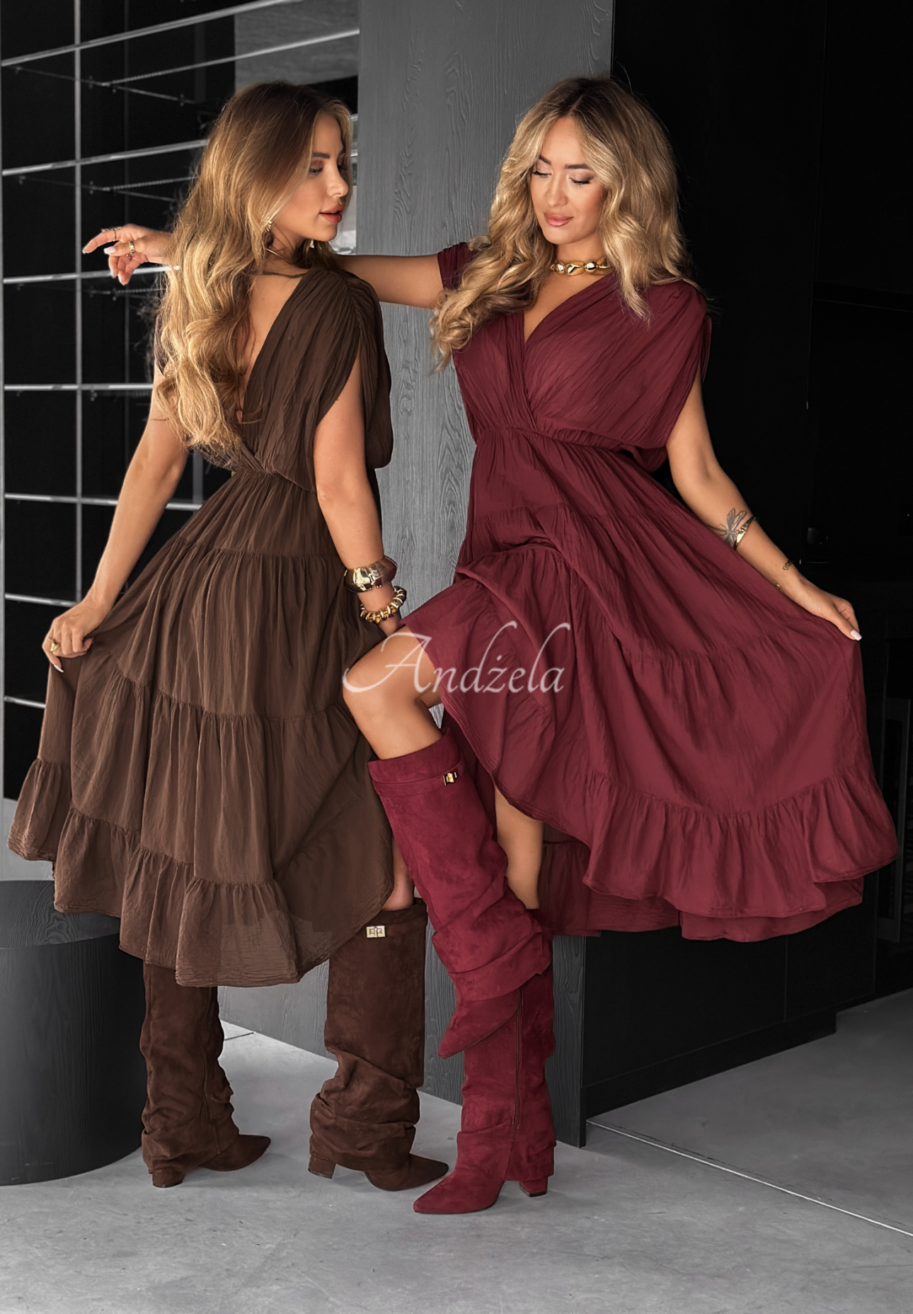 Kleid mit breiten Tägern Feel It Now Burgunderrot