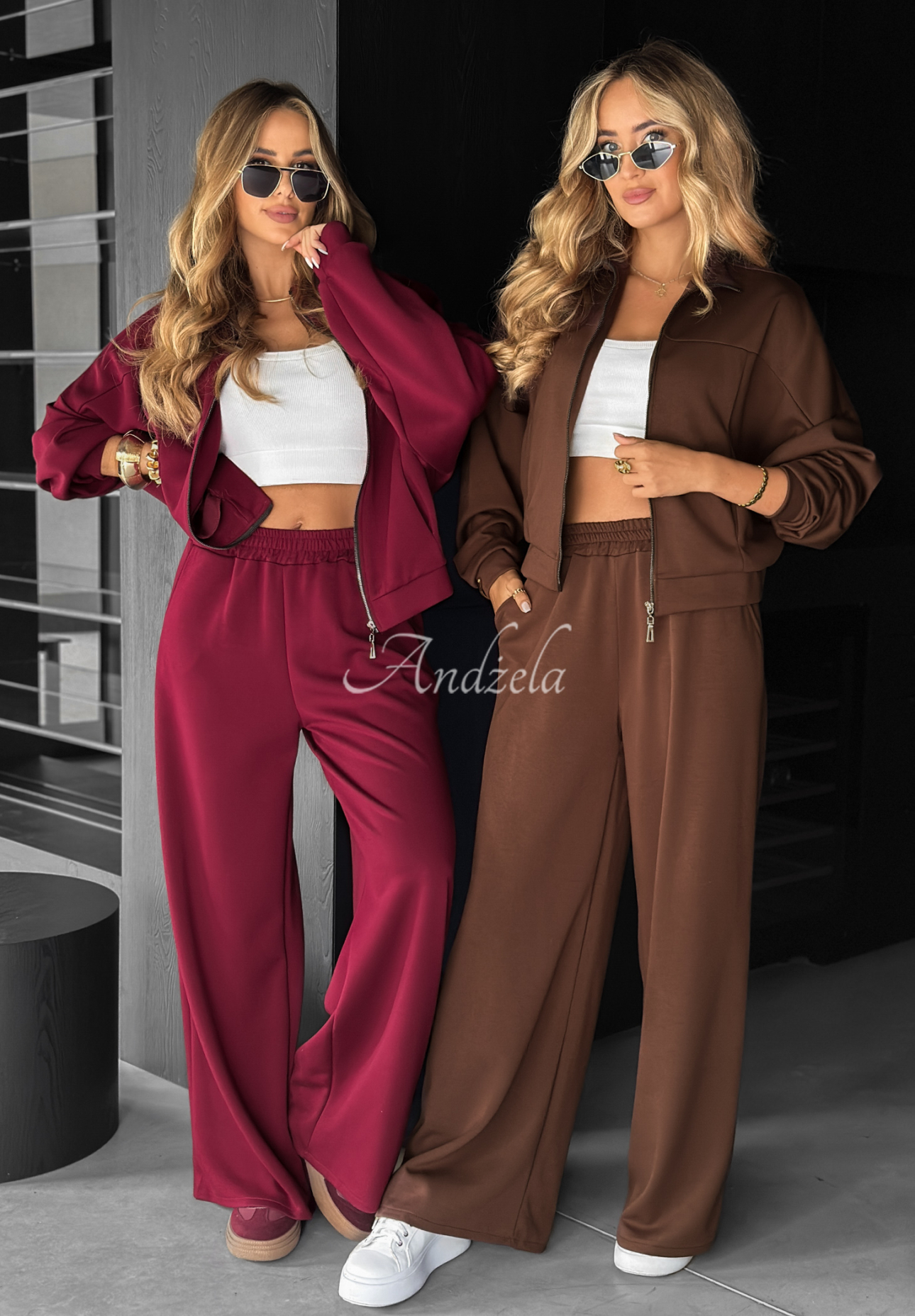 Set aus Sweatshirt und Hose aus Viskose Now You See  Schokoladenbraun