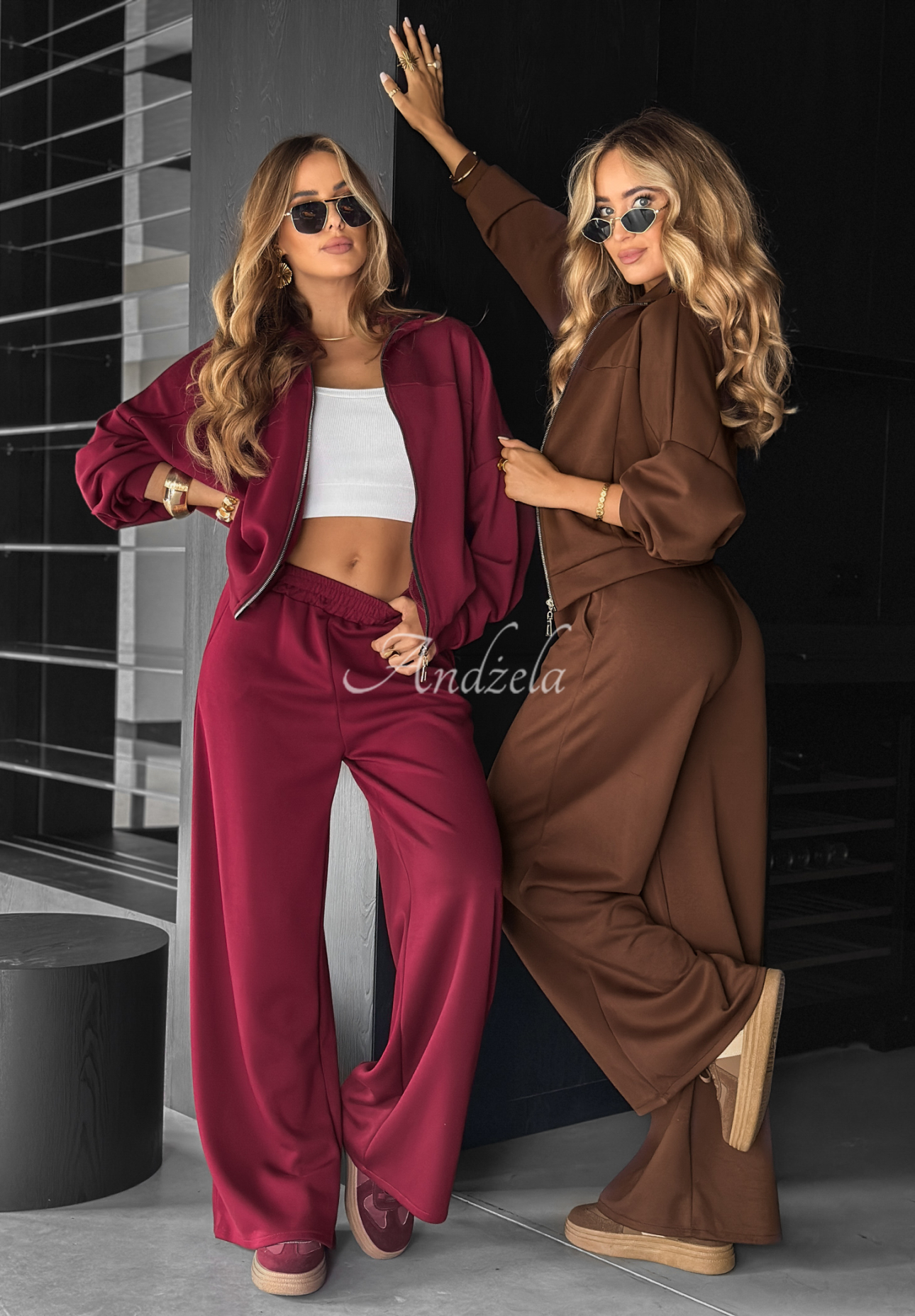 Set aus Sweatshirt und Hose aus Viskose Now You See  Schokoladenbraun