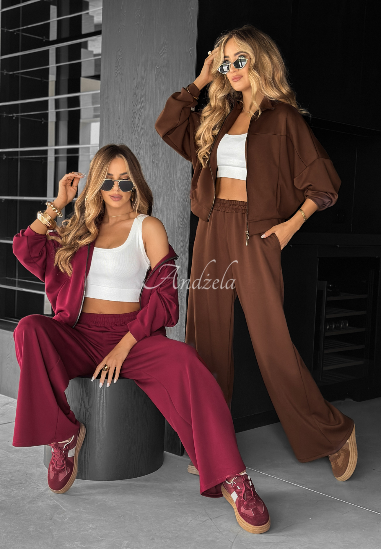Set aus Sweatshirt und Hose aus Viskose Now You See  Schokoladenbraun