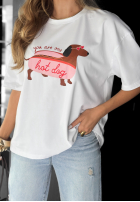 T-Shirt z nadrukiem Hot Dog Weiß