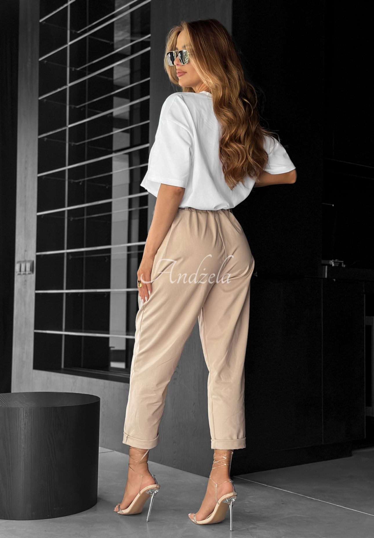 Hose mit Gürtel Take A Look Beige