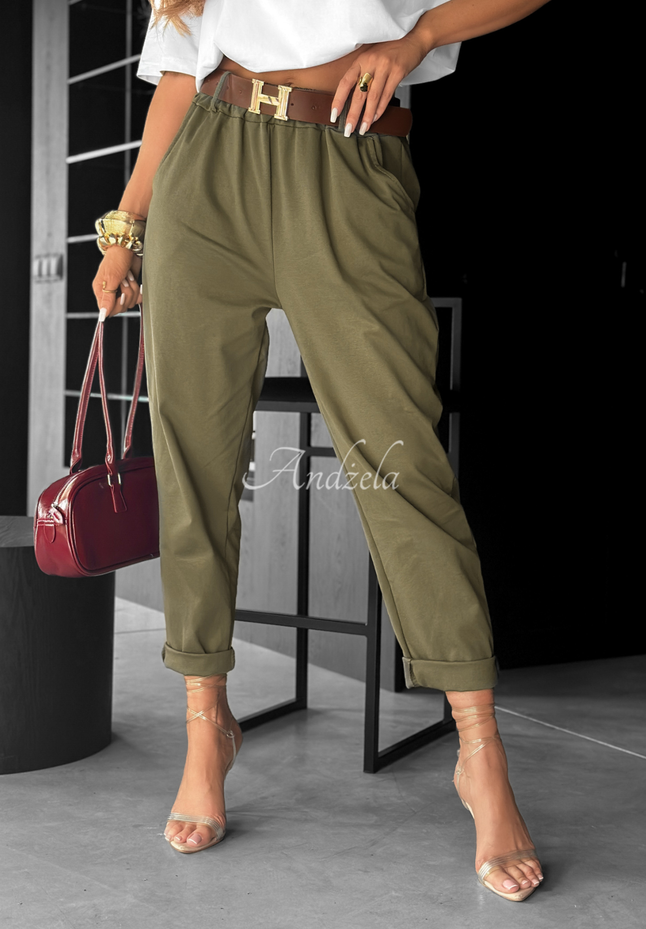 Hose mit Gürtel Take A Look Khaki