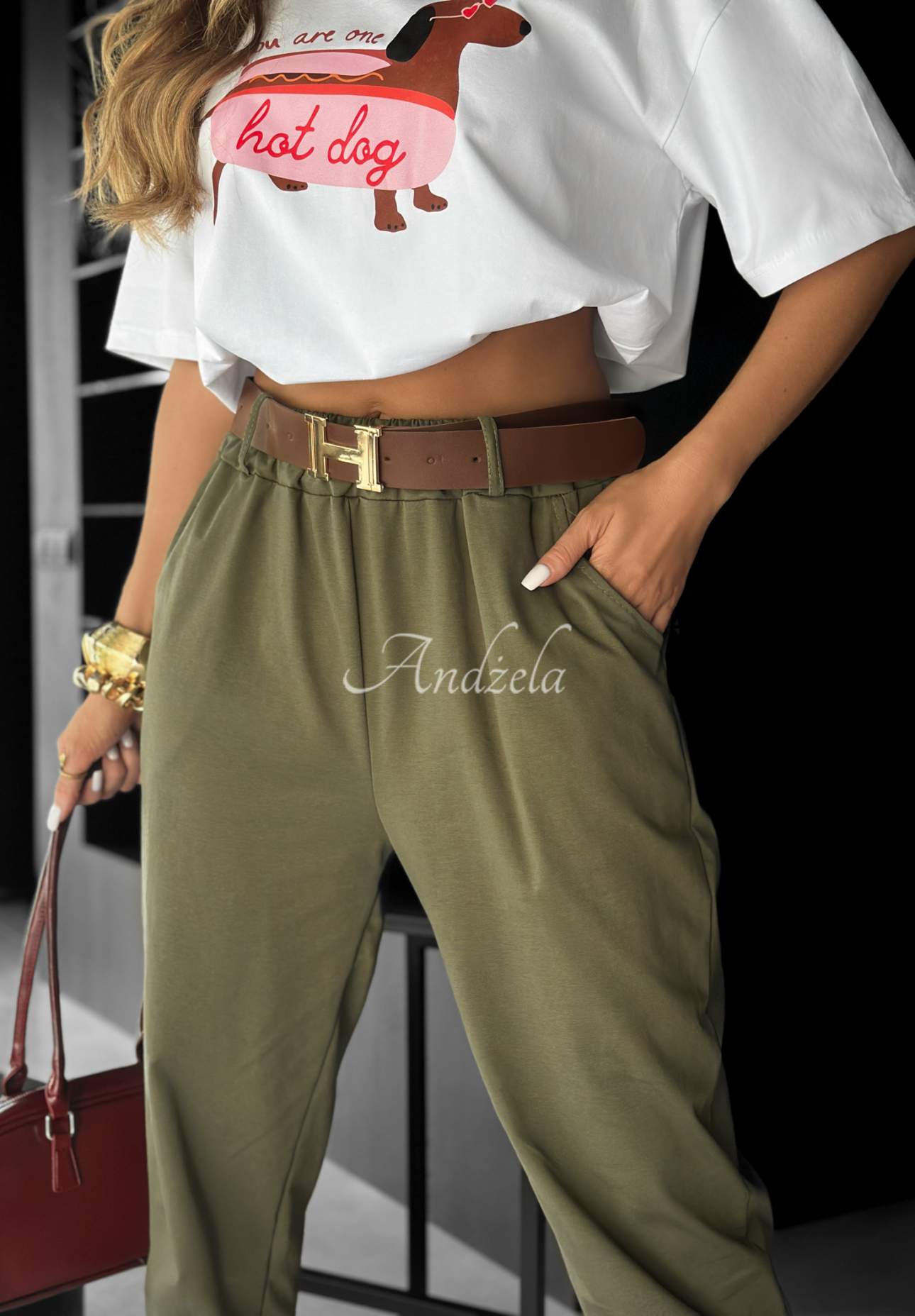 Hose mit Gürtel Take A Look Khaki
