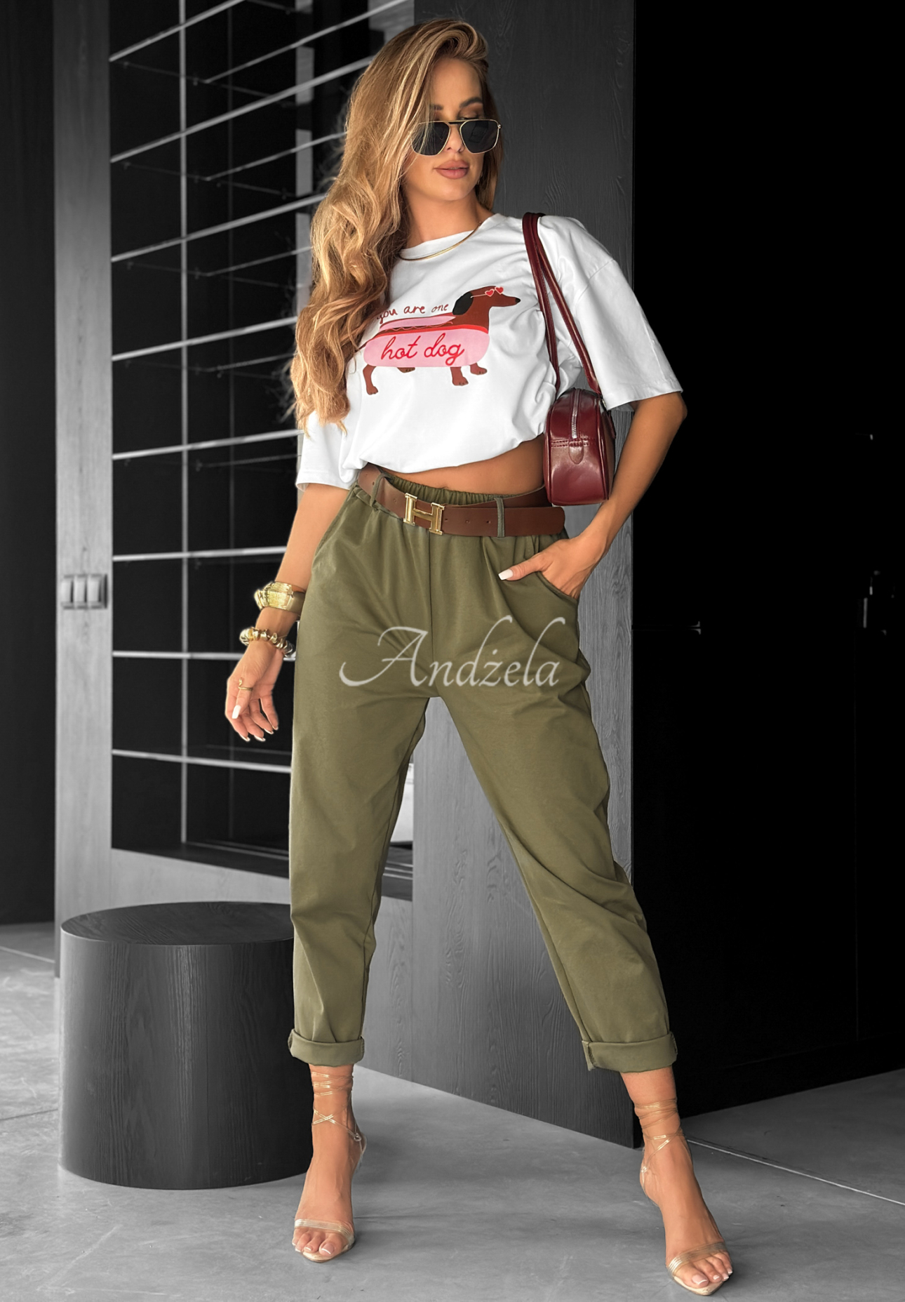 Hose mit Gürtel Take A Look Khaki