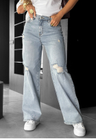 Hose Jeans wide leg z przetarciami I Think So Hellblau