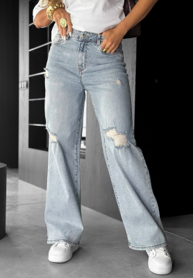 Jeanshose wide leg mit Abschürfungen I Think So Hellblau