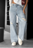 Hose Jeans wide leg z przetarciami I Think So Hellblau