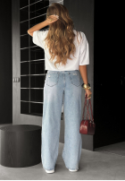 Hose Jeans wide leg z przetarciami I Think So Hellblau