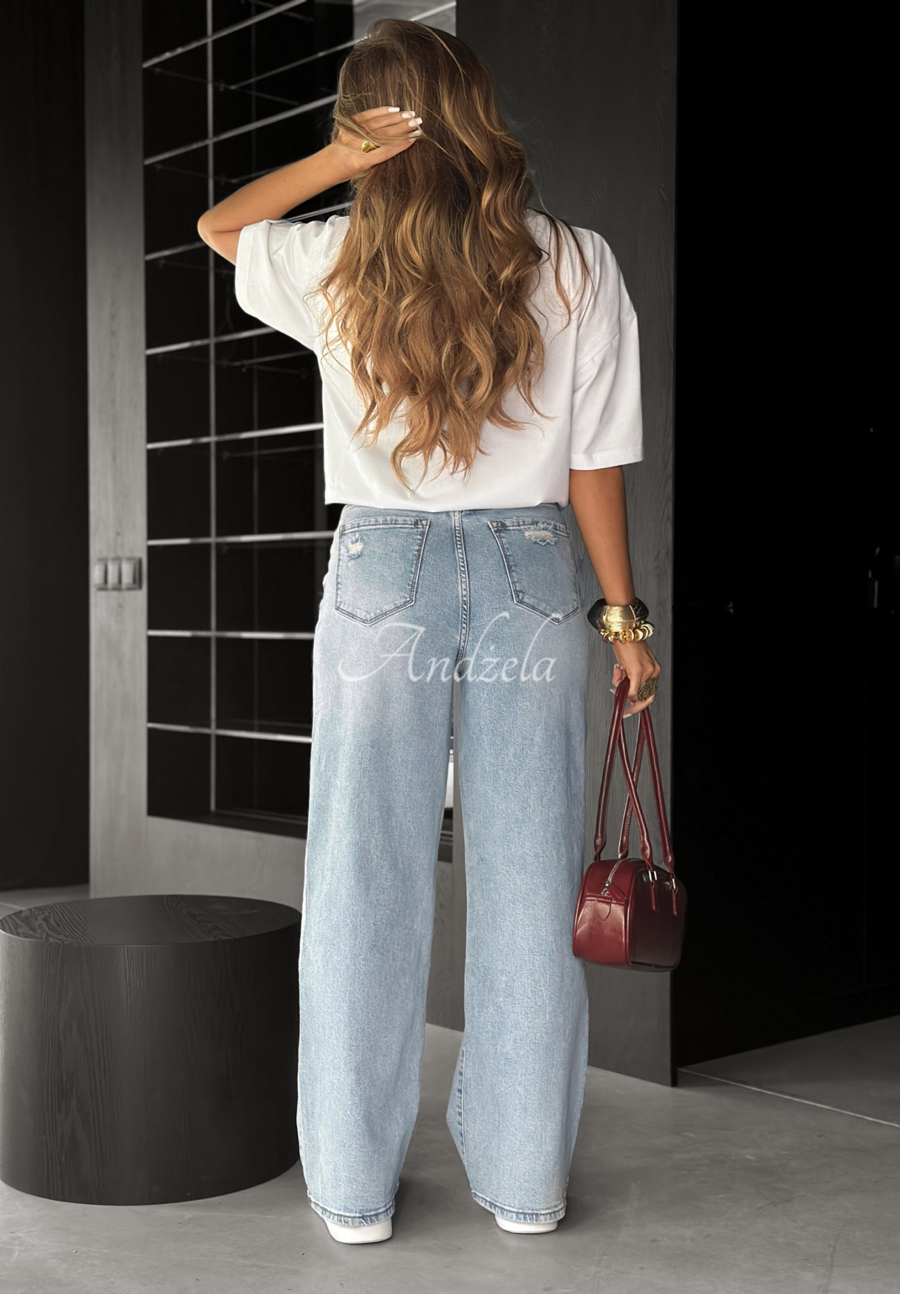 Jeanshose wide leg mit Abschürfungen I Think So Hellblau