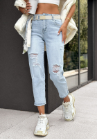 Hose Jeans mom fit z przetarciami Never Told You Blau