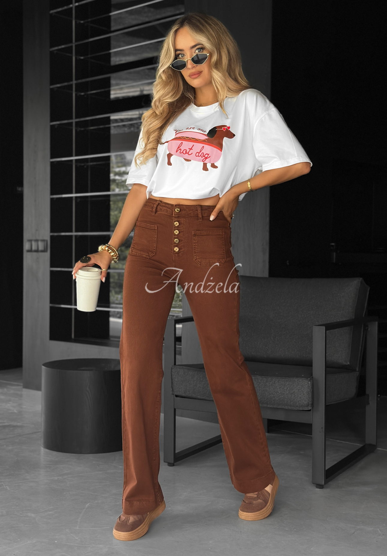 Jeanshose wide leg This Is Real Schokoladenbraun