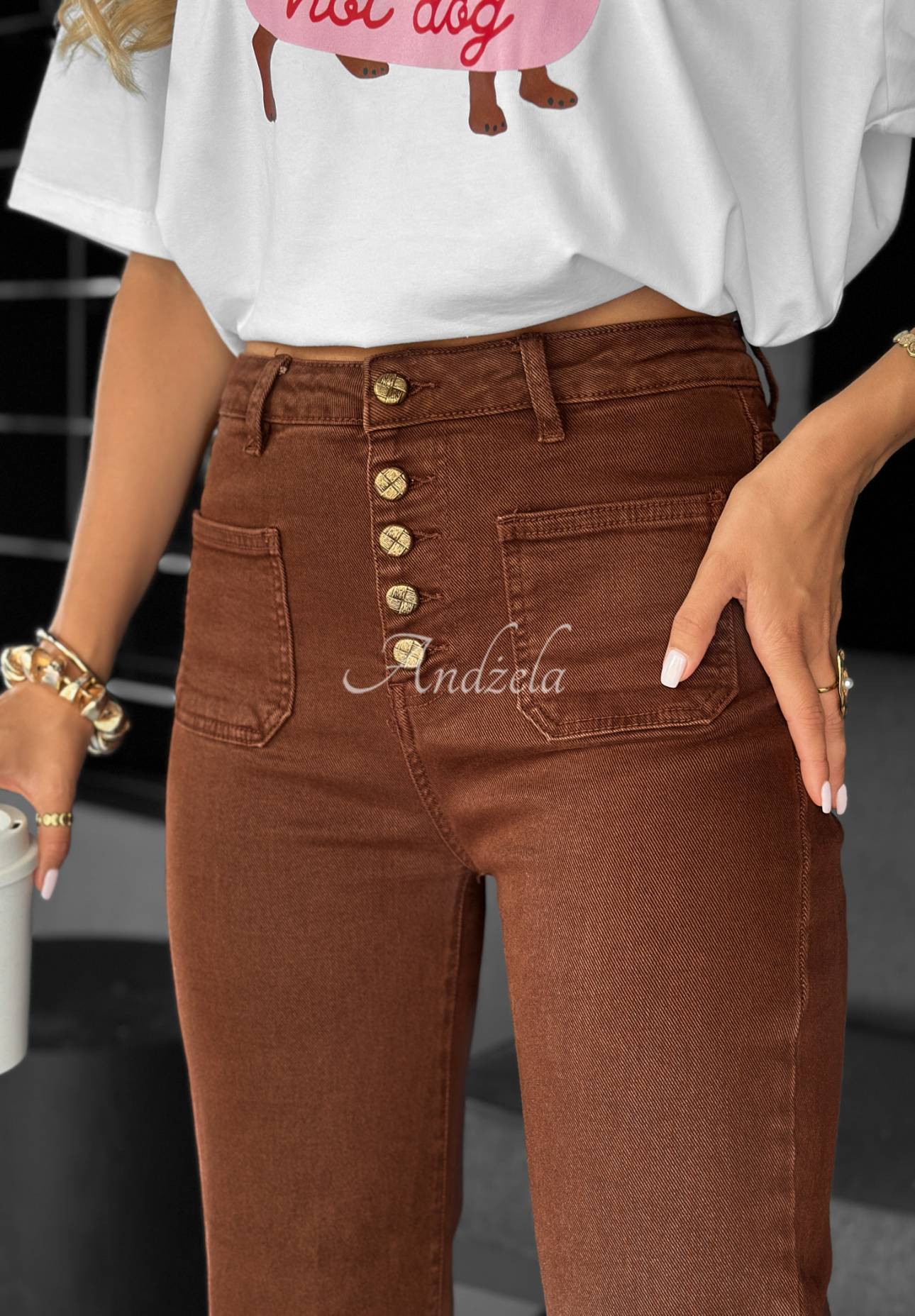 Jeanshose wide leg This Is Real Schokoladenbraun